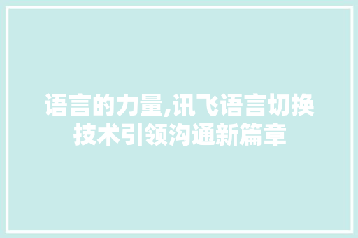 语言的力量,讯飞语言切换技术引领沟通新篇章