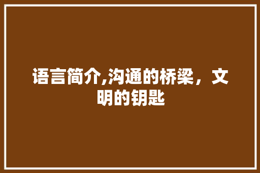 语言简介,沟通的桥梁，文明的钥匙