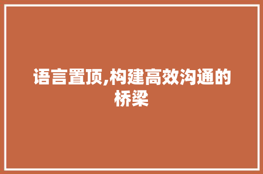 语言置顶,构建高效沟通的桥梁