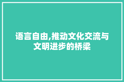 语言自由,推动文化交流与文明进步的桥梁