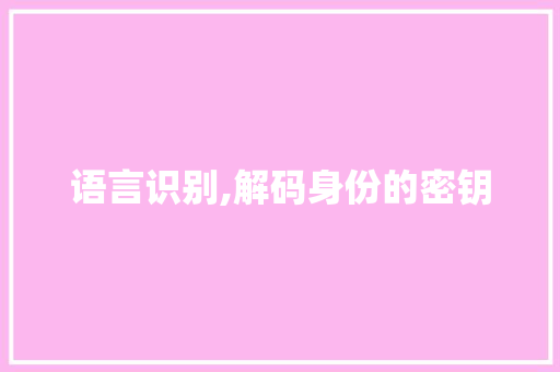 语言识别,解码身份的密钥