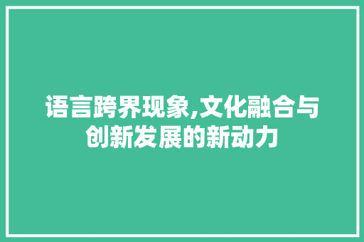 语言跨界现象,文化融合与创新发展的新动力