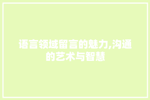 语言领域留言的魅力,沟通的艺术与智慧