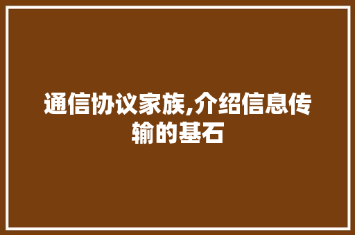 通信协议家族,介绍信息传输的基石