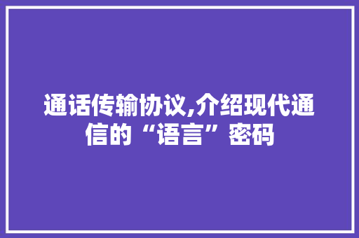 通话传输协议,介绍现代通信的“语言”密码 WordPress教程