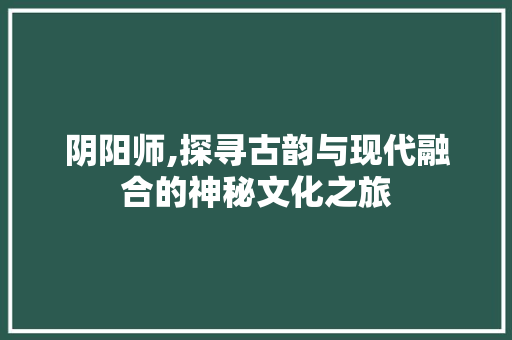 阴阳师,探寻古韵与现代融合的神秘文化之旅 建站教程