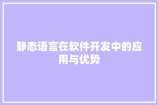 静态语言在软件开发中的应用与优势
