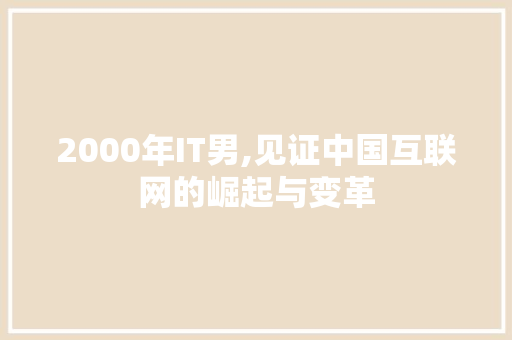 2000年IT男,见证中国互联网的崛起与变革