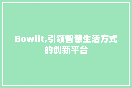 Bowlit,引领智慧生活方式的创新平台 服务器/数据库