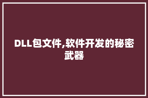DLL包文件,软件开发的秘密武器