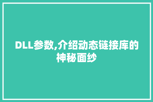 DLL参数,介绍动态链接库的神秘面纱