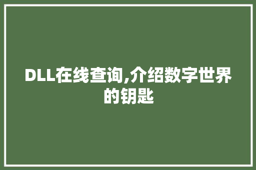 DLL在线查询,介绍数字世界的钥匙