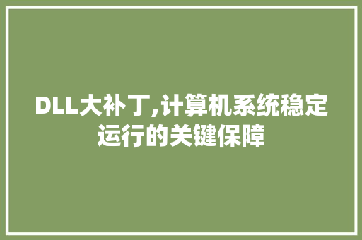DLL大补丁,计算机系统稳定运行的关键保障 建站教程