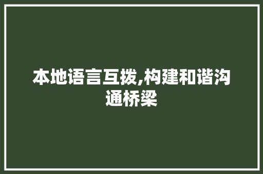 本地语言互拨,构建和谐沟通桥梁