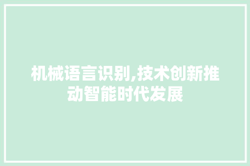 机械语言识别,技术创新推动智能时代发展