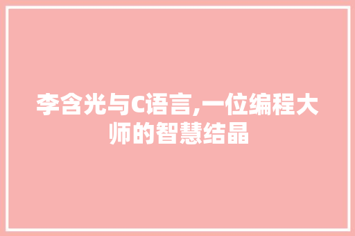 李含光与C语言,一位编程大师的智慧结晶