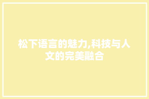 松下语言的魅力,科技与人文的完美融合
