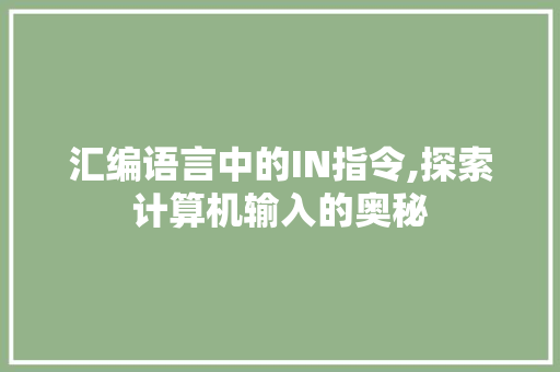 汇编语言中的IN指令,探索计算机输入的奥秘