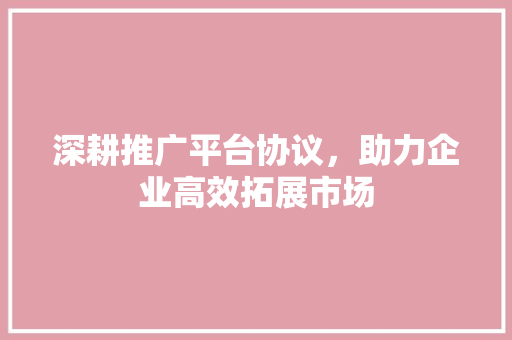 深耕推广平台协议，助力企业高效拓展市场