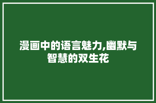 漫画中的语言魅力,幽默与智慧的双生花