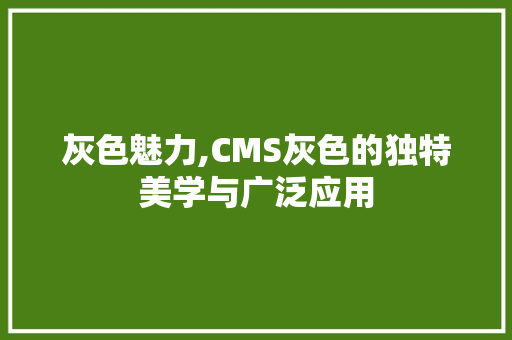 灰色魅力,CMS灰色的独特美学与广泛应用
