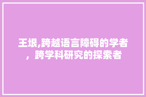 王垠,跨越语言障碍的学者，跨学科研究的探索者