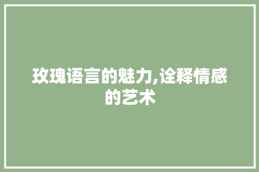 玫瑰语言的魅力,诠释情感的艺术