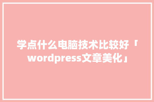 学点什么电脑技术比较好「wordpress文章美化」
