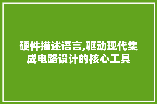 硬件描述语言,驱动现代集成电路设计的核心工具