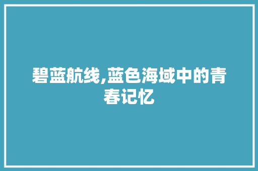 碧蓝航线,蓝色海域中的青春记忆