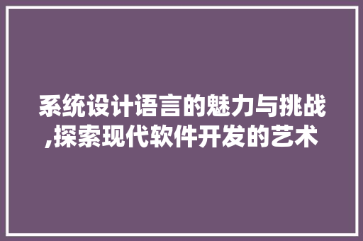 系统设计语言的魅力与挑战,探索现代软件开发的艺术