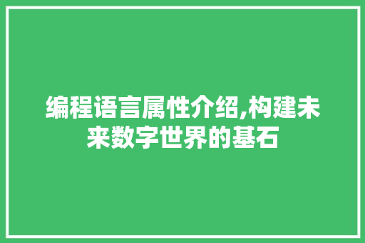 编程语言属性介绍,构建未来数字世界的基石