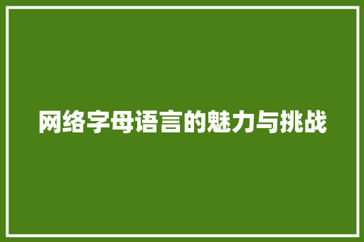 网络字母语言的魅力与挑战