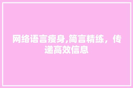 网络语言瘦身,简言精练，传递高效信息