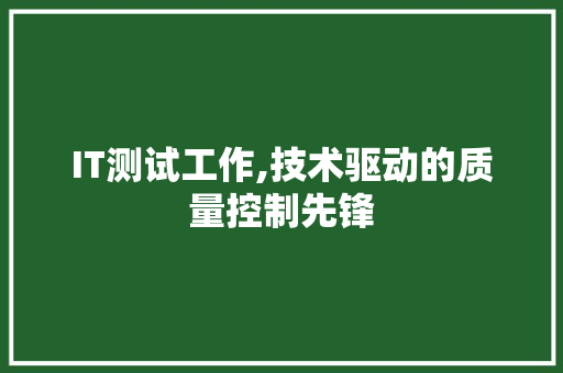 IT测试工作,技术驱动的质量控制先锋 Web前端