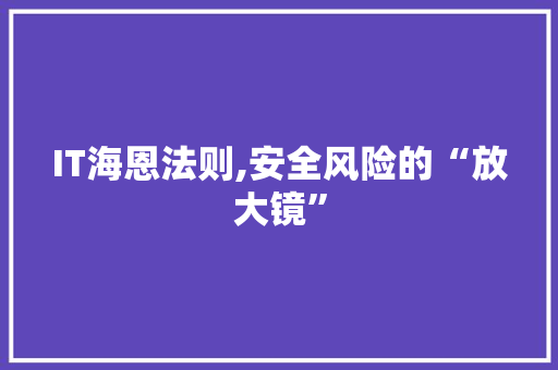 IT海恩法则,安全风险的“放大镜”