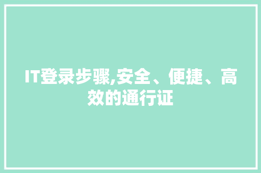 IT登录步骤,安全、便捷、高效的通行证
