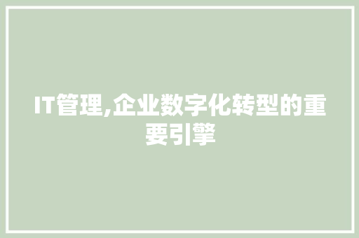 IT管理,企业数字化转型的重要引擎