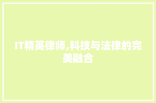 IT精英律师,科技与法律的完美融合