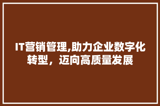 IT营销管理,助力企业数字化转型，迈向高质量发展