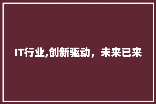 IT行业,创新驱动，未来已来 建站教程