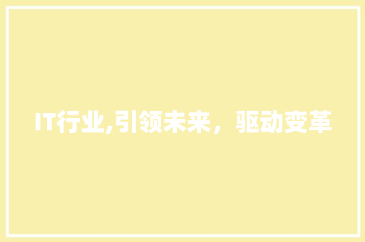 IT行业,引领未来，驱动变革 Web前端