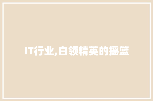 IT行业,白领精英的摇篮 建站教程