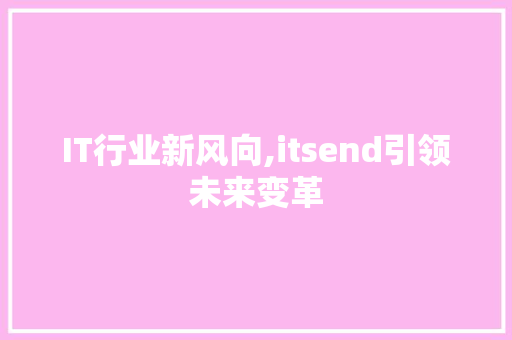 IT行业新风向,itsend引领未来变革 建站教程