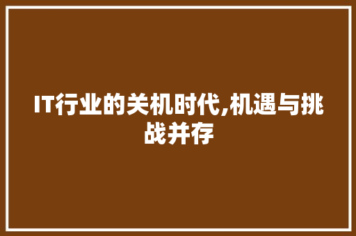 IT行业的关机时代,机遇与挑战并存