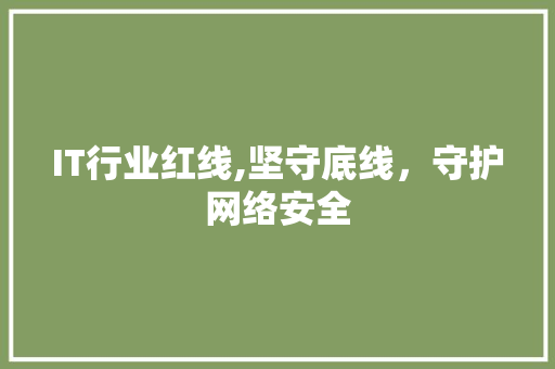 IT行业红线,坚守底线，守护网络安全