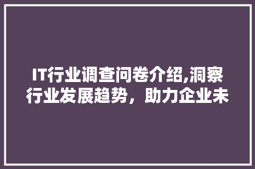 IT行业调查问卷介绍,洞察行业发展趋势，助力企业未来发展