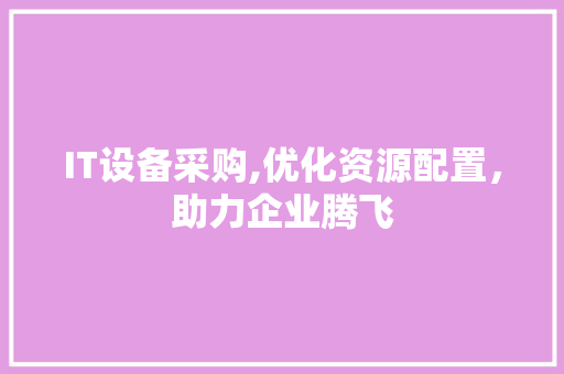 IT设备采购,优化资源配置，助力企业腾飞 服务器/数据库