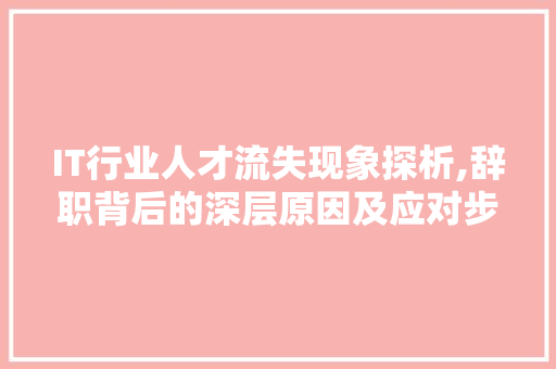IT行业人才流失现象探析,辞职背后的深层原因及应对步骤