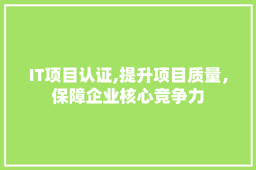 IT项目认证,提升项目质量，保障企业核心竞争力
